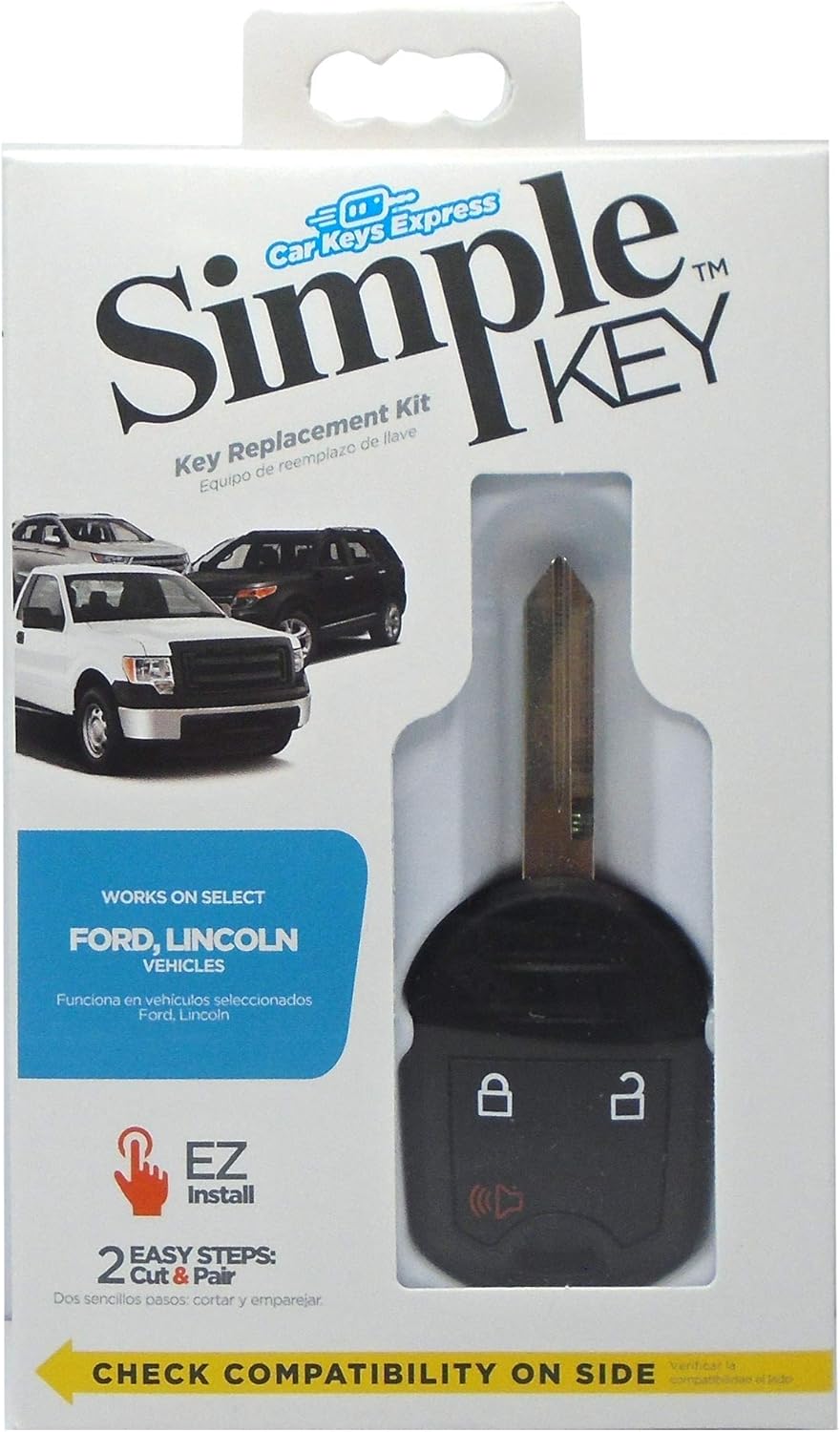 Simple Key, Key Fob and Key Programmer 4 Button Keypads, Key Replacement Remote Kit, Simple Key Programmer for Ford (C-Max, Escape, Focus)