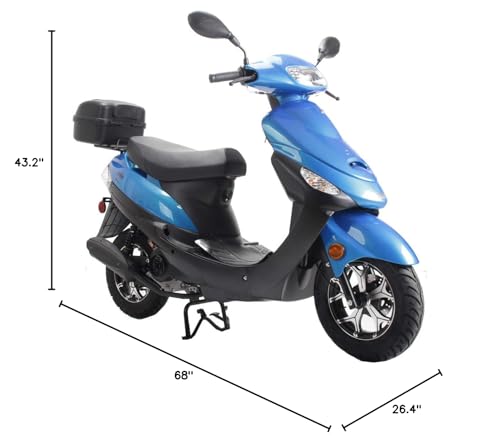 X-PRO Maui 50 Gas Moped with 10" Aluminum Wheels, Rear Trunk, Electric/Kick Start! (Black)