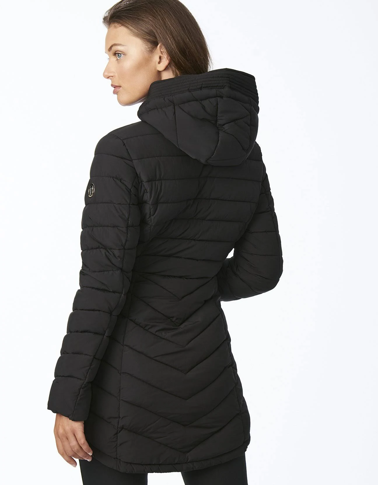 Bernardo EcoPlume Quilted Micro Touch Coat - Black