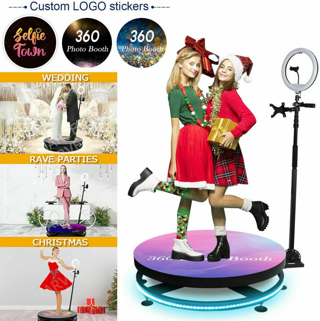 Upgrade 360 Photo Booth Machine for Parties, 360 Photo Booth for Parties,360 Camera Booth Automatic Slow Motion 360 Spin Photo Booth for Cheristmas Wedding (26.8”)