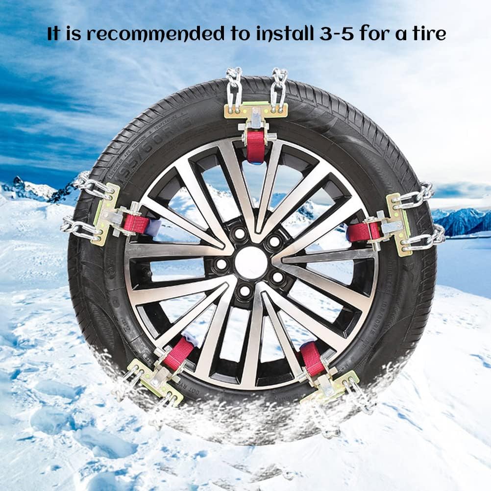 Enfudid Snow Chains for Car, Universal Anti Slip Snow Chains for SUV, Trucks, RV of Tire Width 165-275mm (6.5-10.8 inch), Heavy Duty,Thickened,Adjustable,Durable (2-Chains) Pack of 2