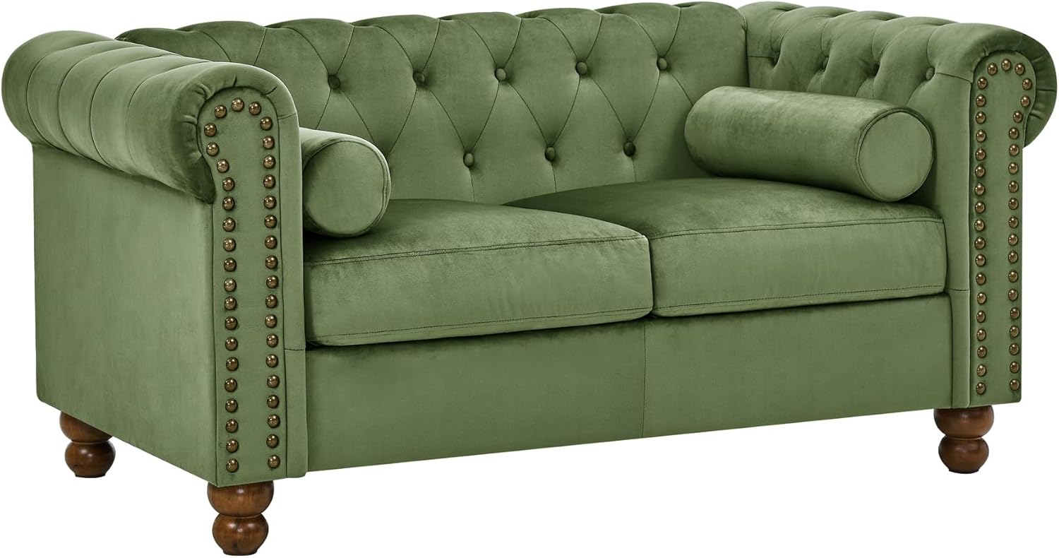 PHOYAL Large LOVE SEAT, Velvet Sofa TWOseat Sofa Classic Tufted Chesterfield Settee Sofa