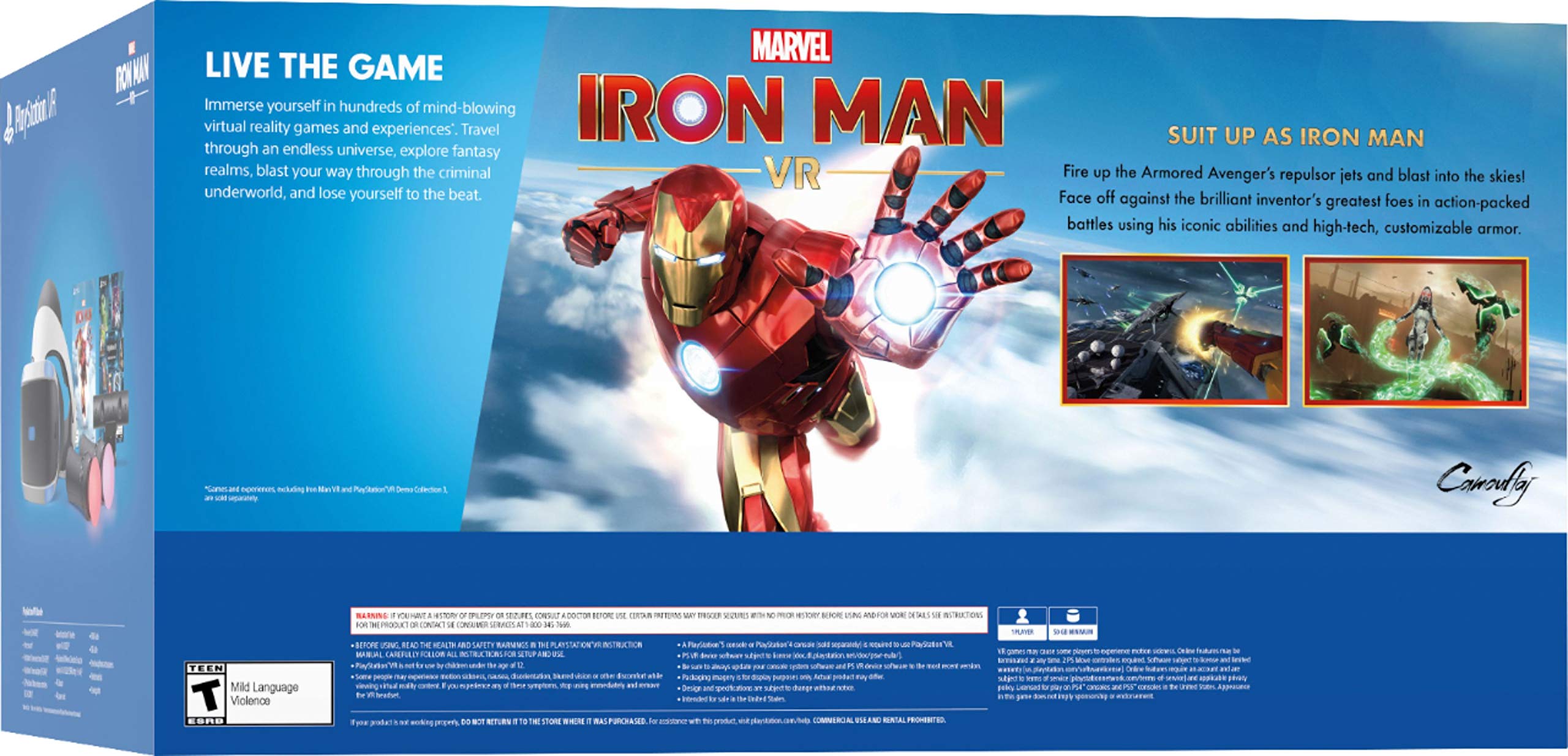 Newest Playstation VR Iron Man, Compatible with PS4 & PS5: VR Headset, Camera, Move Motion Controllers, Iron Man + Marxsol PS4 Controller Fast Charging Dock Bundle