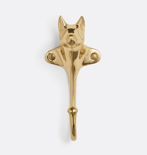 Cast Brass Dog Hook C104946