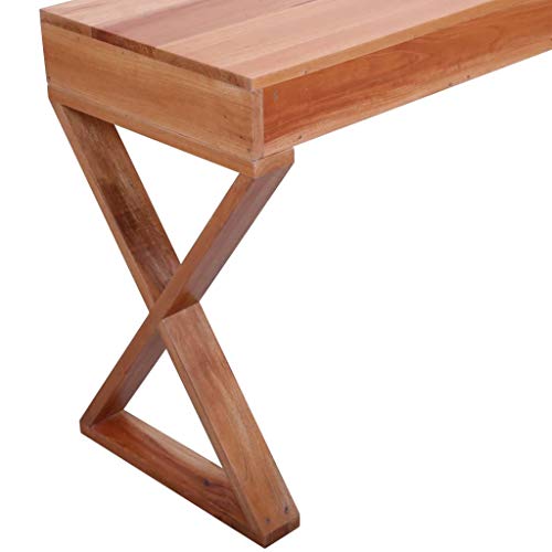 Office Desks Computer Desk Natural 52"x18.5"x30.3" Solid Mahogany Wood,Versatile and Durable Wooden Computer Desk with Ample Storage
