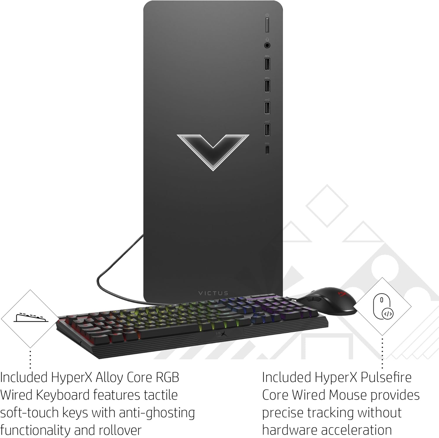 Victus 15L Gaming Desktop HyperX Bundle, 13th Generation Intel Core i7-13700F, 16 GB RAM, 512 GB SSD, NVIDIA GeForce RTX 3060 Graphics, Windows 11 Home, TG02-1030h (2023)