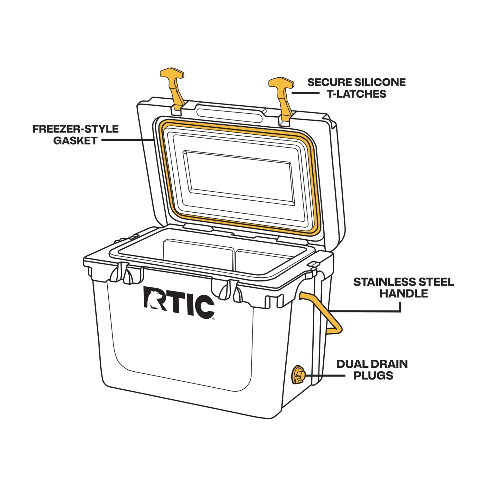 RTIC 20 QT Ultra-Tough Rotomolded Hard-Sided Ice Chest Cooler, Tan, Fits 30 Cans