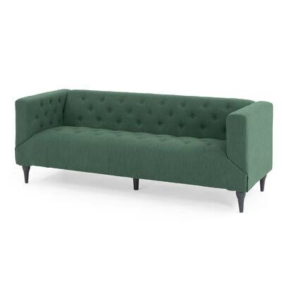 86.25x22 Tuxedo Arm Sofa Everly Quinn Fabric: Forest Green Fabric