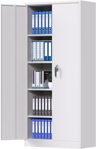 Garage Storage Cabinet, Garage Cabinets, Metal Cabinet, Metal Storage Cabinet with Doors and Shelves, 71" Lockable Storage Cabinet for Office Home Warehouse (Black)
