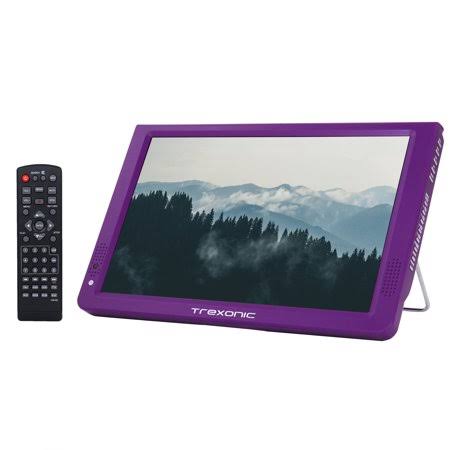 Trexonic Ultra Lightweight Rechargeable Widescreen 12 inch LED Portable TV with HDMI, SD, Mmc, USB, VGA, Headphone Jack, AV Inpu