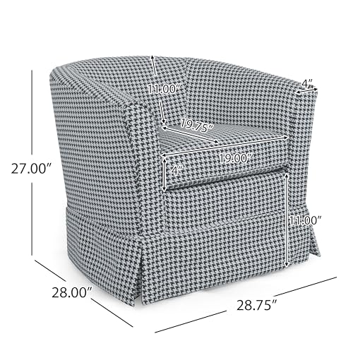 Christopher Knight Home Cecilia Modern Swivel Club Chair, 51 "W x 28 "D x 27 "H, White/Blue Stripe