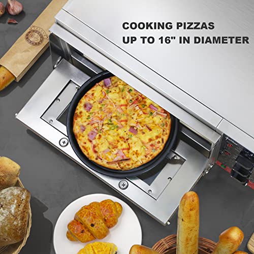 CROSSON Commercial 16 inch Countertop Electric Pizza Oven with pizza stone, Multipurpose Indoor Pizza oven for Restaurant Home use,120V/1600W