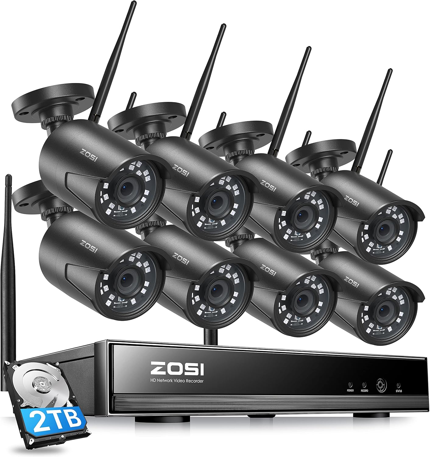 ZOSI H.265+ Full 1080p Home Security Camera System Outdoor Indoor, 5MP-Lite CCTV DVR 8 Channel with Hard Drive 1TB and 4 x 1080p Weatherproof Surveillance Camera with 80ft Night Vision, Motion Alerts