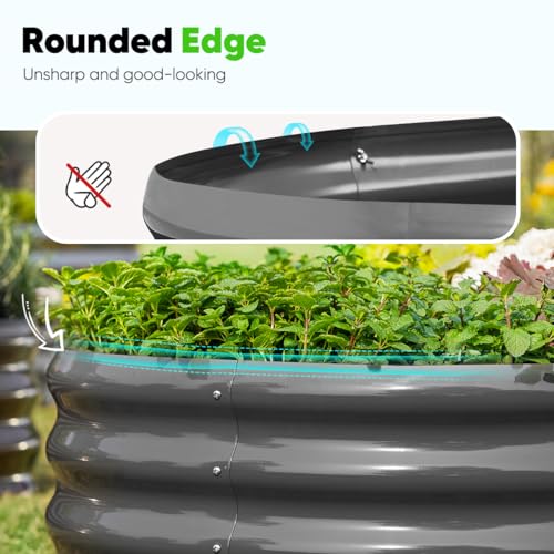 Quictent Galvanized Raised Garden Bed Kit with Anti-Bird Netting Mesh Cover, Large Oval Metal Outdoor Planter Garden Boxes for Vegetables Herbs Flowers, 6x3x1Ft