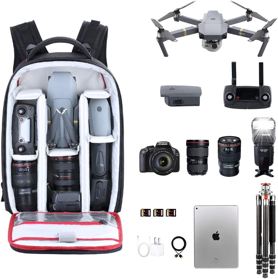 Beschoi DSLR Camera Backpack Waterproof Camera Bag for SLR/DSLR Camera, Lens and Accessories, Black (Large)