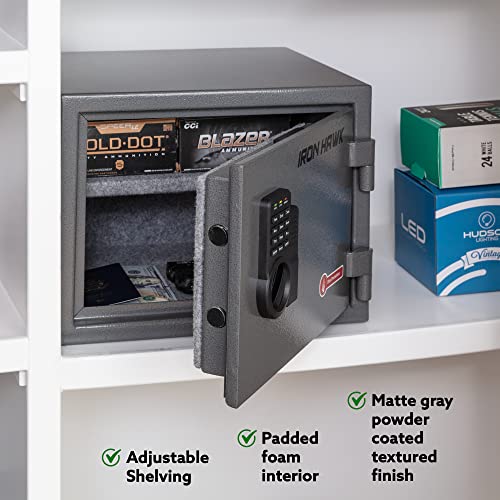 Iron Hawk Fireproof Document Box Combination Safe - Fireproof Safe - Fire Proof Safe Boxes For Home - Fireproof Wall Safe - Fireproof Lock Box - Home Safes & Safe Accessories - Cabinet Safes