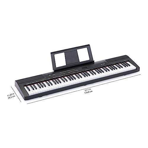 Amazon Basics Electric Keyboard 88-Keys, Semi-Weighted Digital Piano For Performance with Sustain Pedal, Power Supply, 2 Speakers, Lesson Mode, Black