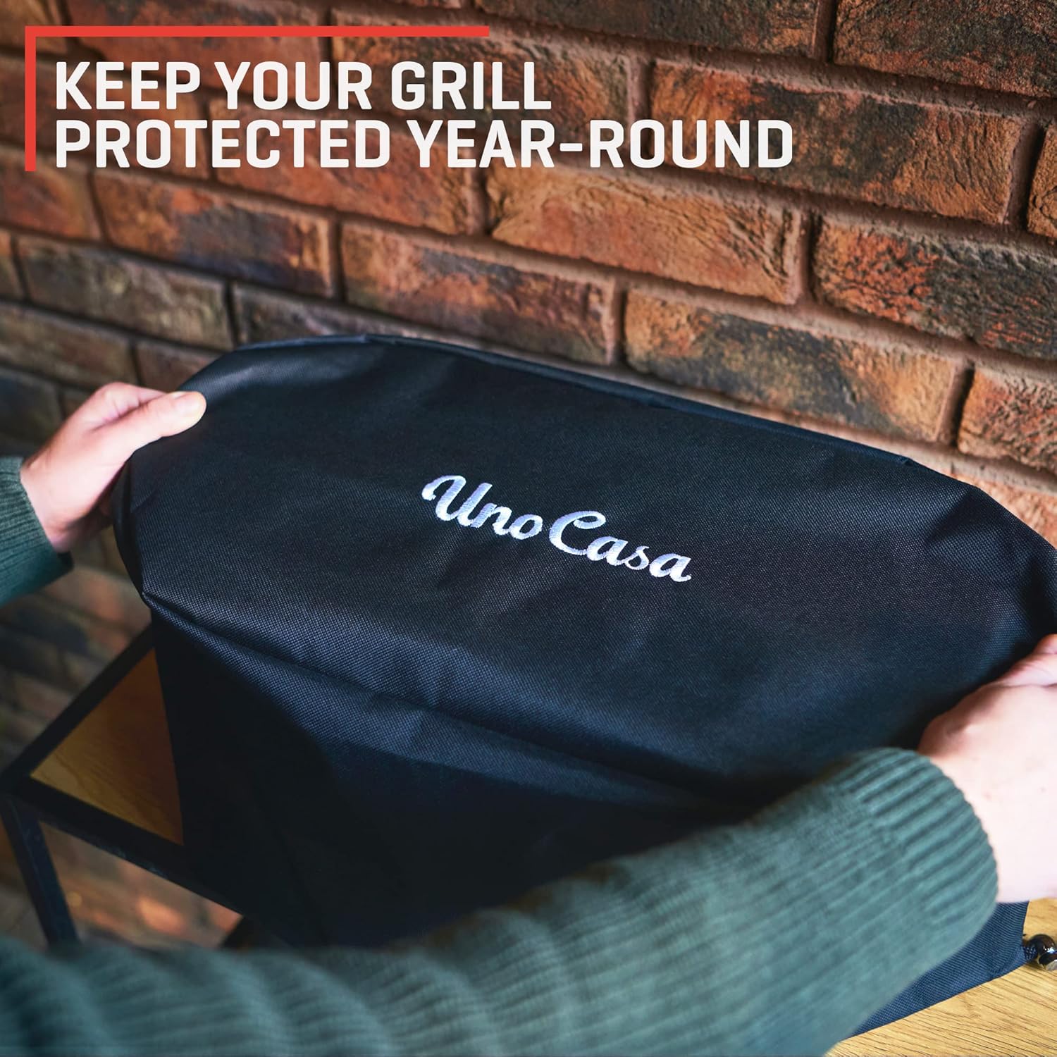 Uno Casa Hibachi Grill - Pre-Seasoned Small Charcoal Grill, Portable Charcoal Grill for Camping, Outdoors, Japanese Hibachi Grill with Double-Sided Grill Net - Waterproof Cover Included
