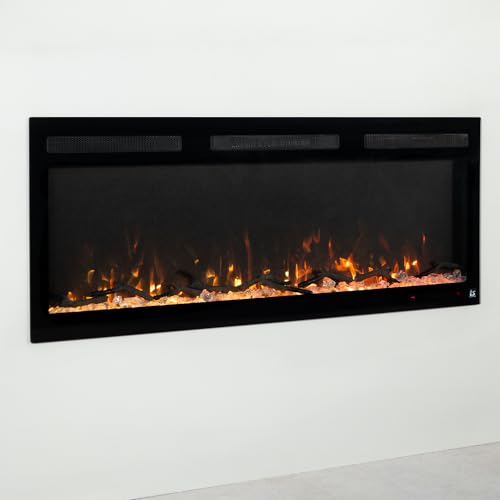 Touchstone Smart Electric Fireplace-The Sideline Fury 46 Inch Wide- 4.5 Inch Thin In Wall Recessed-100 Realistic Flame/Ember Bed Color Combos-Heater w/Thermostat-Larger Viewing Area-Alexa/WiFi Enabled