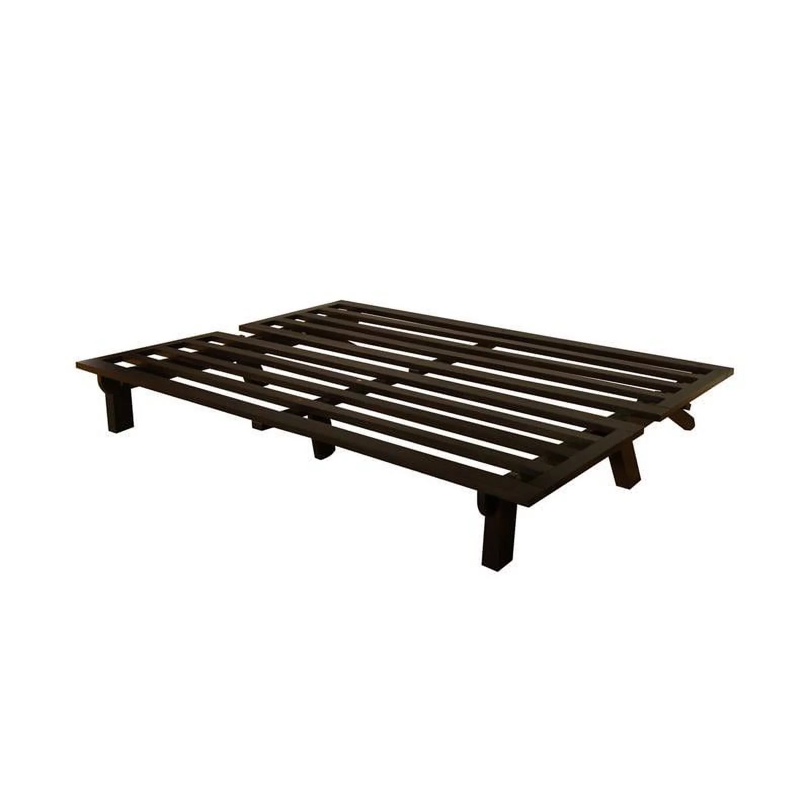 Kodiak Furniture Carson Wood Futon in Java Brown Finish with Twill Gray Mattress