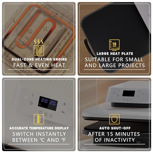 HTVRONT Auto Heat Press Machine for T Shirts - 15x15 Smart T Shirt Press Machine with Auto Release - Professional Heat Press for Sublimation, Vinyl, Heat Transfer Projects