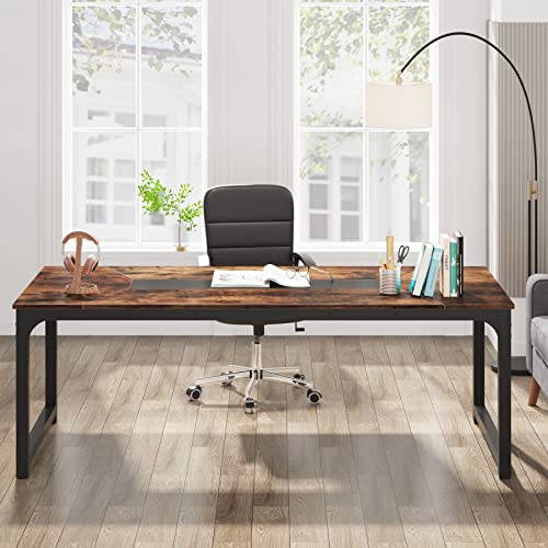 Tribesigns Modern Computer Desk, 63 x 31.5 inch Large Executive Office Desk Computer Table Study Writing Desk Workstation for Home Office, Spliced Desktop, White
