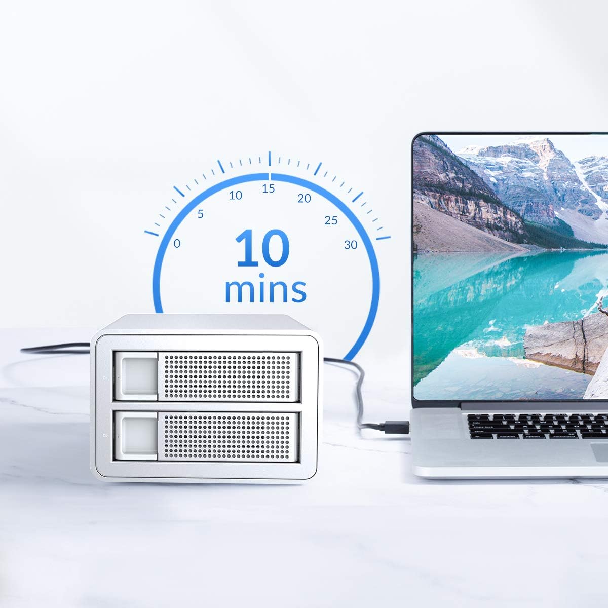 ORICO 2 Bay USB 3.0 to SATA External Hard Drive Enclosure Support 32TB, 2.5/3.5 inch HDD SSD Enclosure for Music Photo Video Data Storage Backup (No RAID, Not NAS Function)