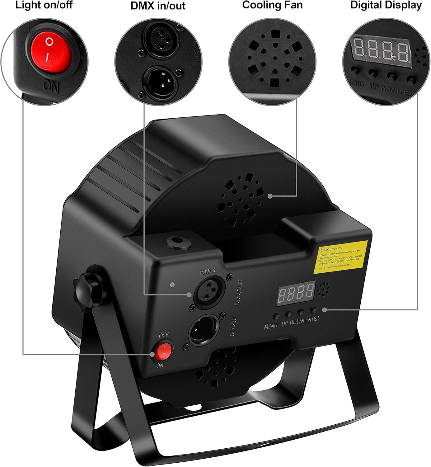 Rechargeable Par Can Lights U`King Wireless LED Uplights Battery Powered Uplighting with RGB 36W Stage Lighting Up Lights for Wedding DJ Disco Events Indoor Dance Party Church Live (4 Pack)