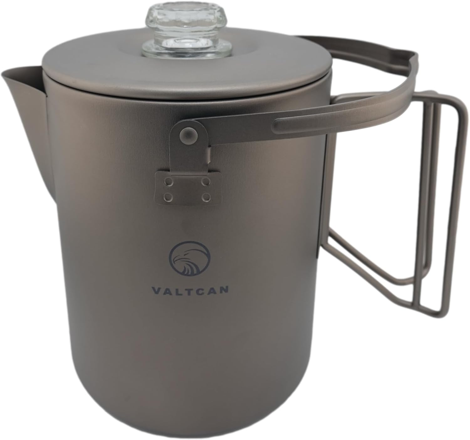 Valtcan Titanium Percolator Coffee Maker Pot 1.5L Filter Brew Ultralight Weight Camping Kettle 50 fl oz 6 Cup Capacity Glass Knob 395g Compact Kettle