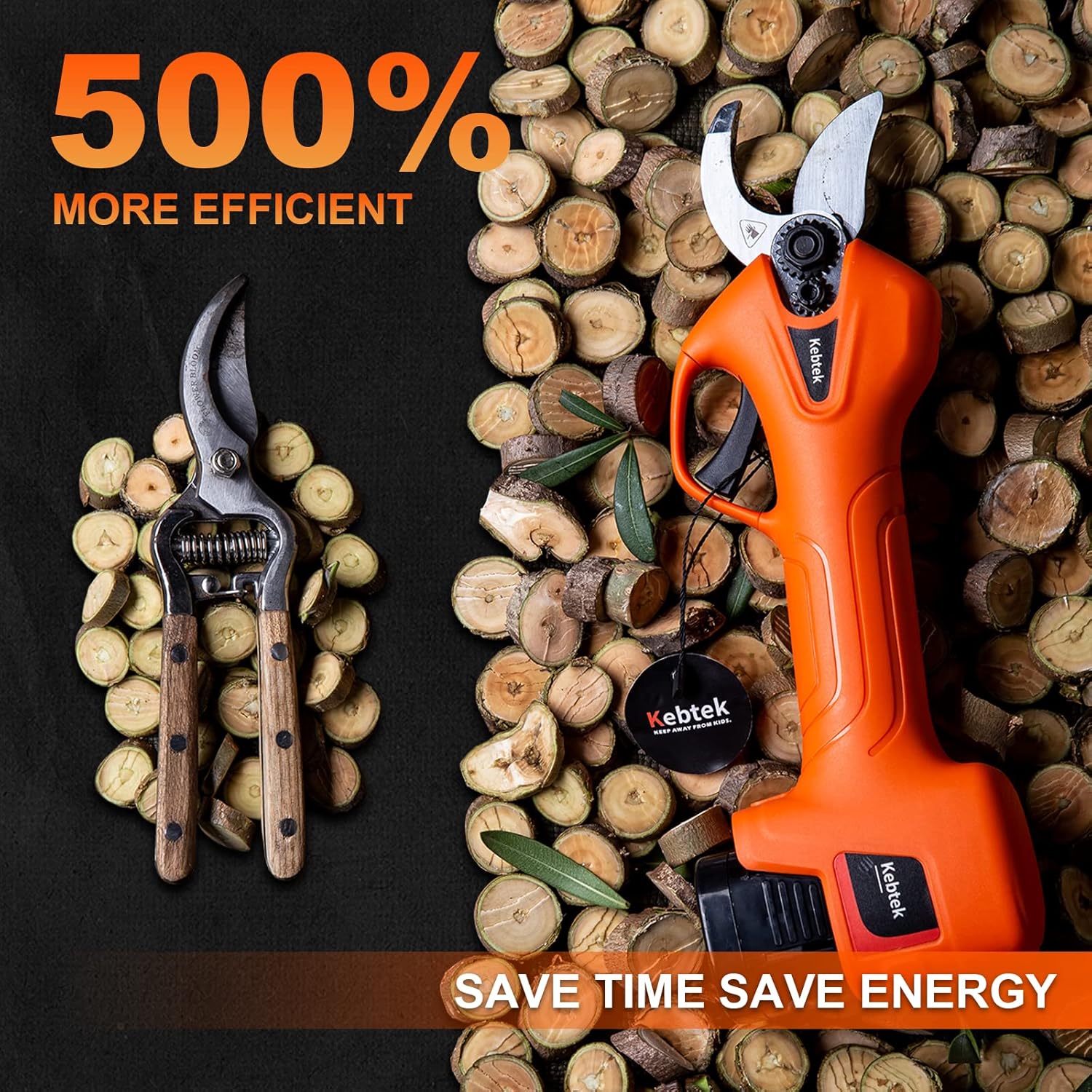 Pruning Shear Battery Powered, Kebtek Electric Pruning Shears Cordless Portable Electric Pruner with 2Pack 2Ah Rechargable Batteries -16.8V 25MM(0.98Inch)Cutting Diameter2