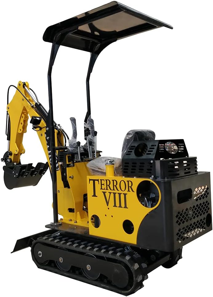 TYPHON Mini Excavator Gas Engine EPA Machine, Crawler Excavator for Construction Works, Suitable for Farms, Roads, Parks, Orchards, Gardens, Digging Trenches, Fertilizing, Weeding
