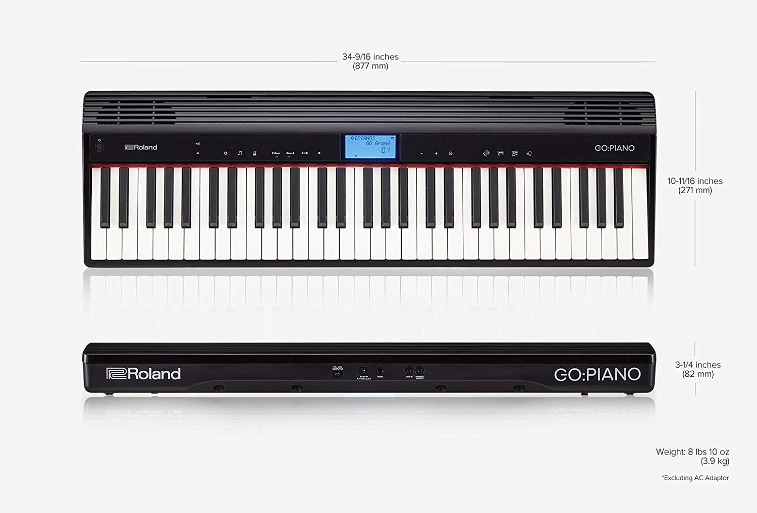 Roland GO:PIANO 61-key Digital Piano Keyboard with Integrated Bluetooth Speakers (GO-61P)