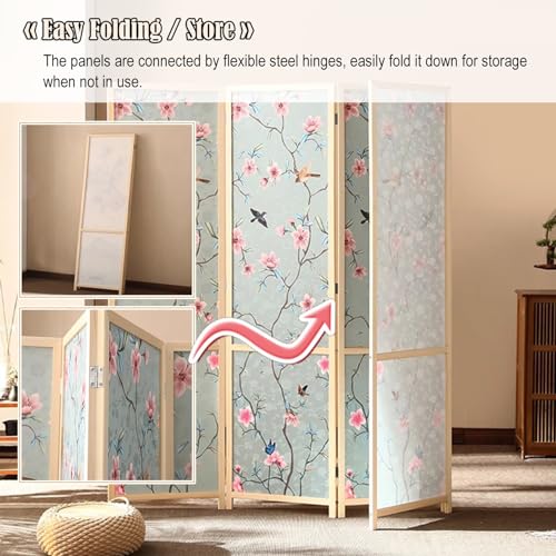 Portable Room Separators Divider Wall, 4 Panel Privacy Partition Rustic Folding Screen for Studio Apartment, Commercial Hotels Dressing Screen for Home Office Bedroom (Size : 1.8m/6ft Tall)