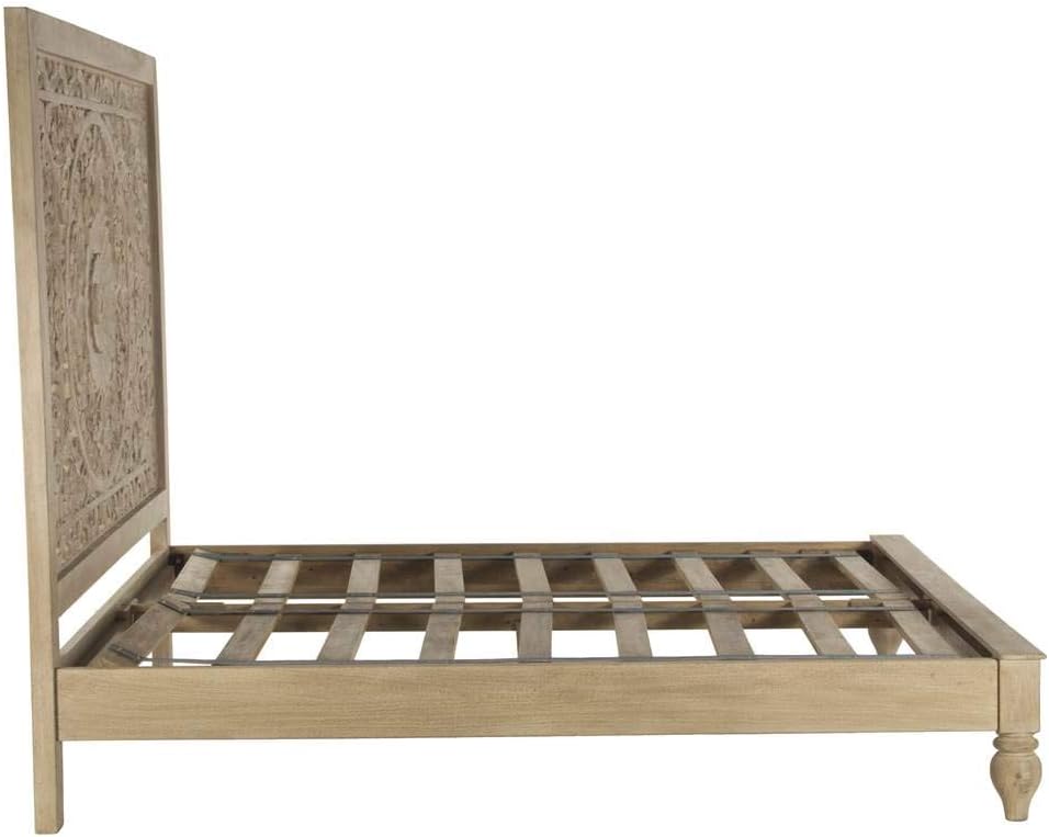 Haveli Mango Wood Queen Bed in Brown/Whitewash