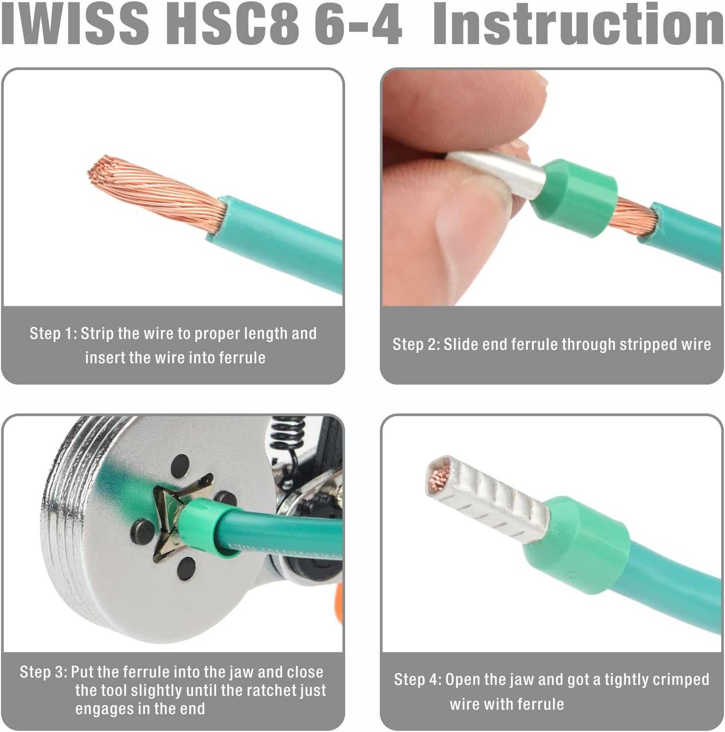IWISS Self-adjustable Crimping Tools Plier for AWG20-5 Bootlace End-sleeves Ferrule, Ratchat Wire Crimping Tool