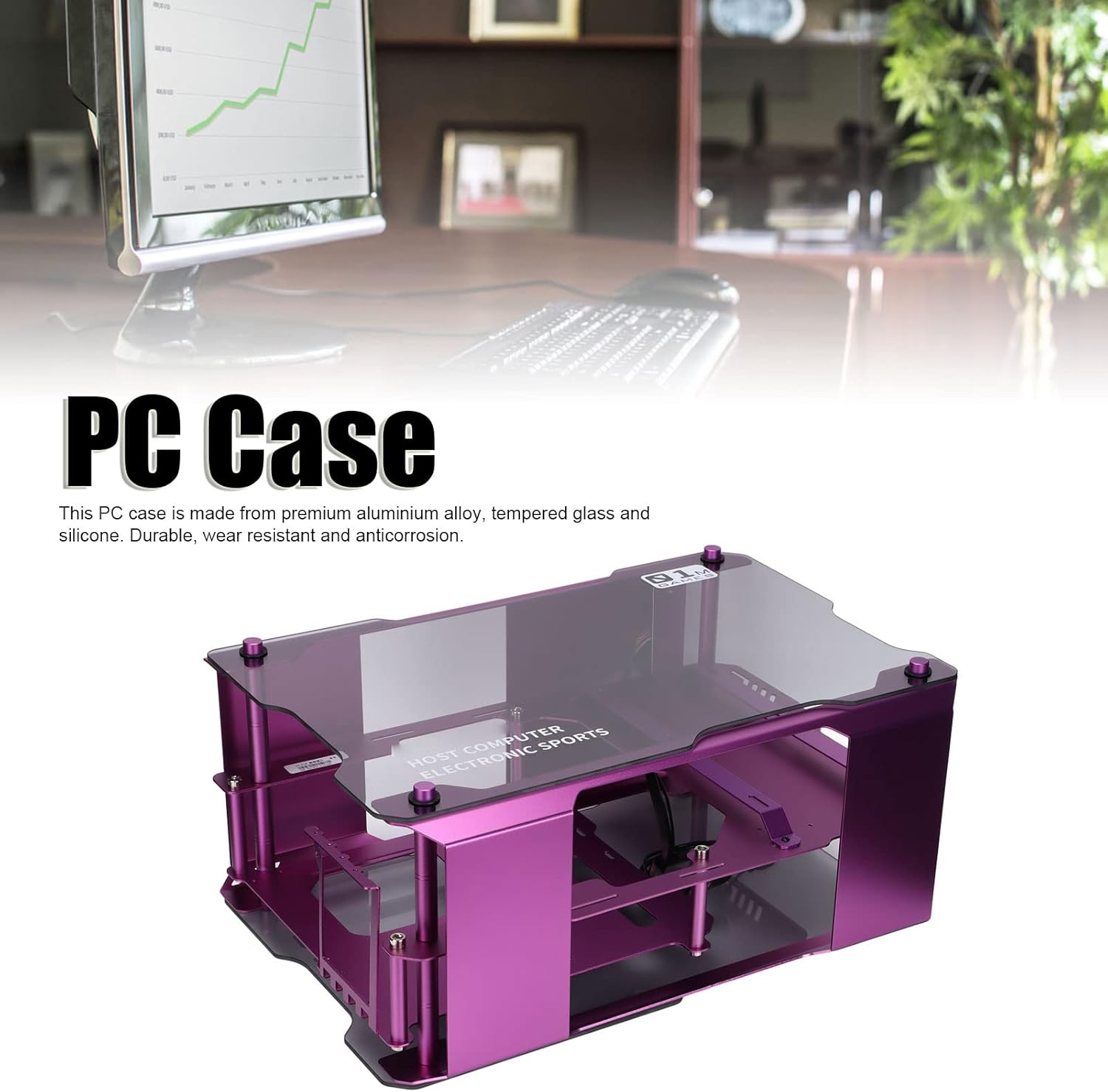 Dilwe Premium Mid-Tower ATX Case PC Gaming Case, Tempered Glass Panels Gaming PC Case Computer Chassis, ATX Matx Open Style Water Cooled Mini Gaming Chassis