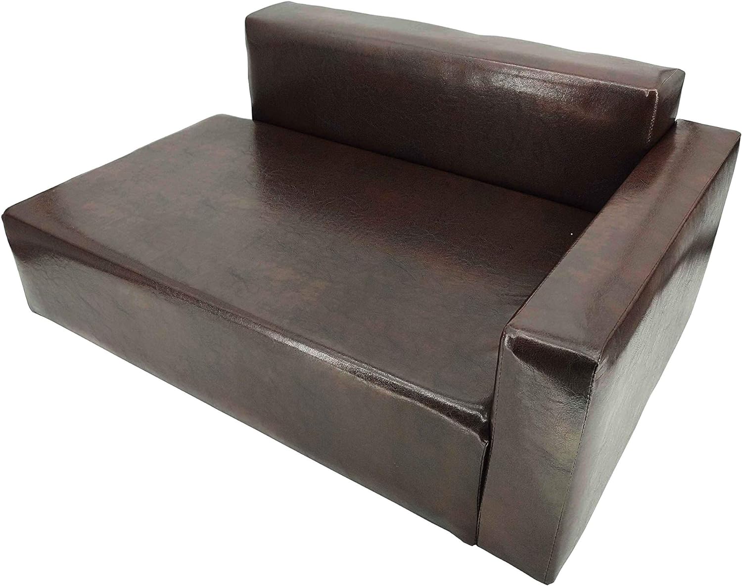 Dog Sofa Bed Brown Synthetic Leather Recliner L Lounge Chair Couch Seat Chaise 30X20x13 Seating Area Is 27X16" Great For Smaller Dogs Parts Nested. Peel Black Liners To Find Smaller Parts. 10058-NF