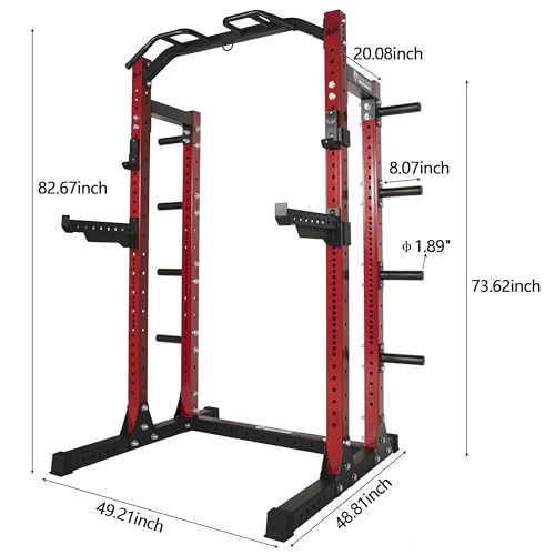 Power Rack Squat Stand, 1000 Pound Capacity 3“ x 3” for Home & Garage Gym with J-Hooks, Multiple Styles