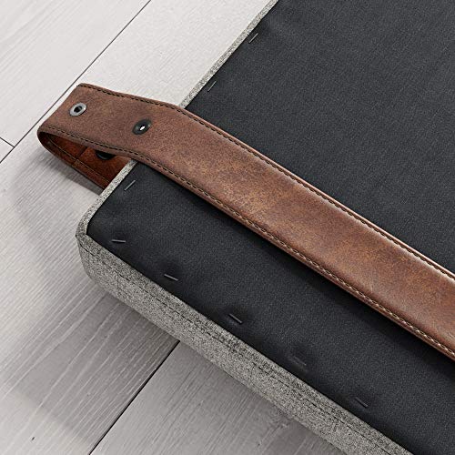 Nathan James Harlow Modern Wall Mount Hanging Headboard, Queen, Brown Faux Leather