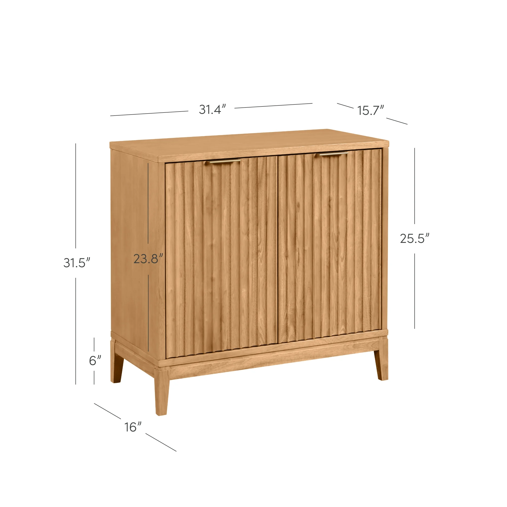 Nathan James Jasper Modern Sideboard, Kitchen Storage Cabinet with Fluted Doors, Accent Storage for Kitchen or Living Room, Natural Brown