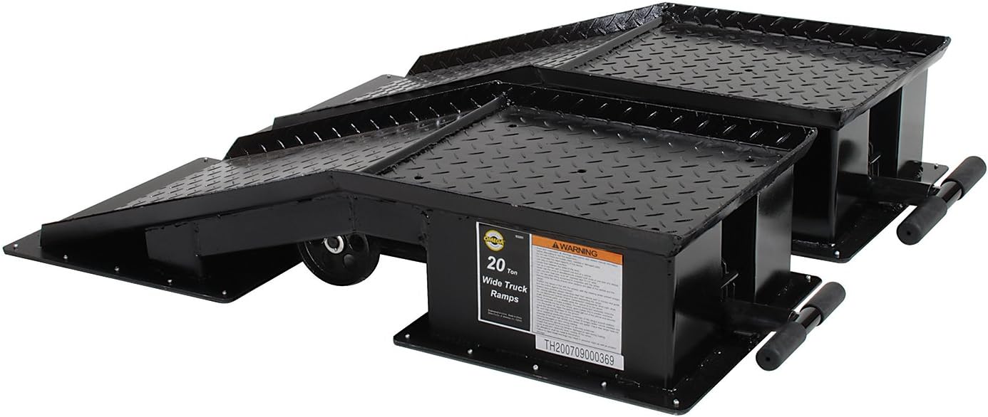 Omega 93201 Black Wide Truck Ramp - 20 Ton Capacity