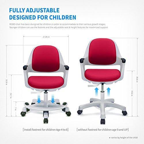 Sitrite Ergonomic Kids Desk Chair Children Study Student Computer Home School Office Height Control Easy to Assemble (Rosie Pink