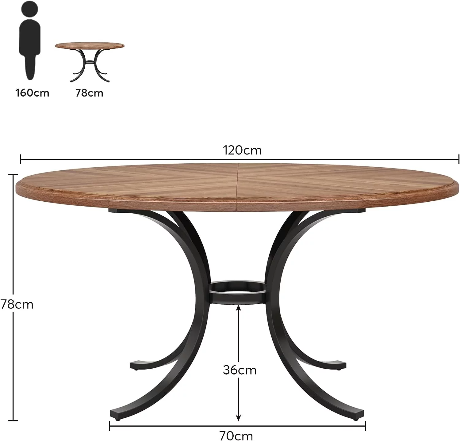 Tribesigns Round Dining Table for 4-6 People, Farmhouse Kitchen Dining Room Table
