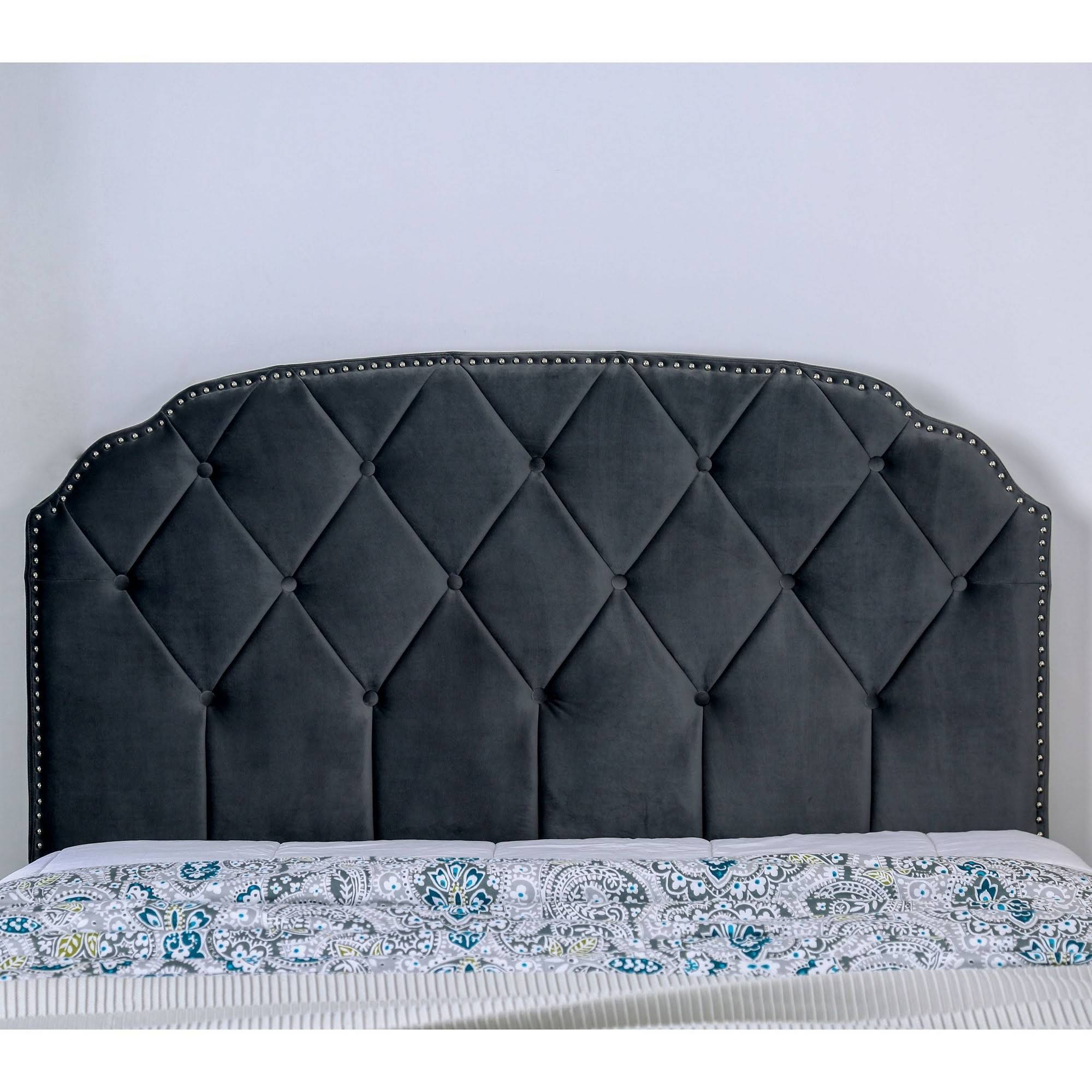 Queen Serena Tufted Upholstered Bed Gray - miBasics