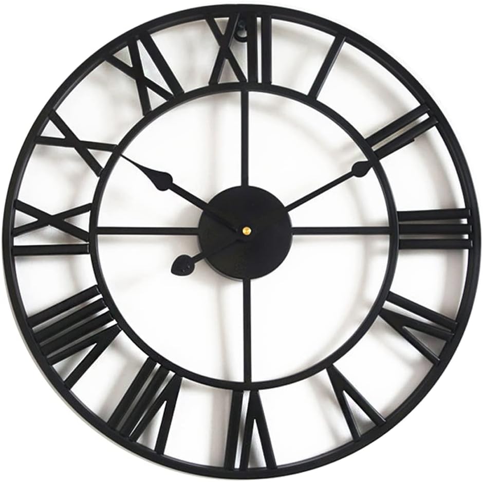 YTAONS Wall Clock 16 in Roman Numerals Metal Skeleton Clock Retro Non-Ticking Clocks Living Room Cafe Office Bedroom Home Decor Clocks (Black)