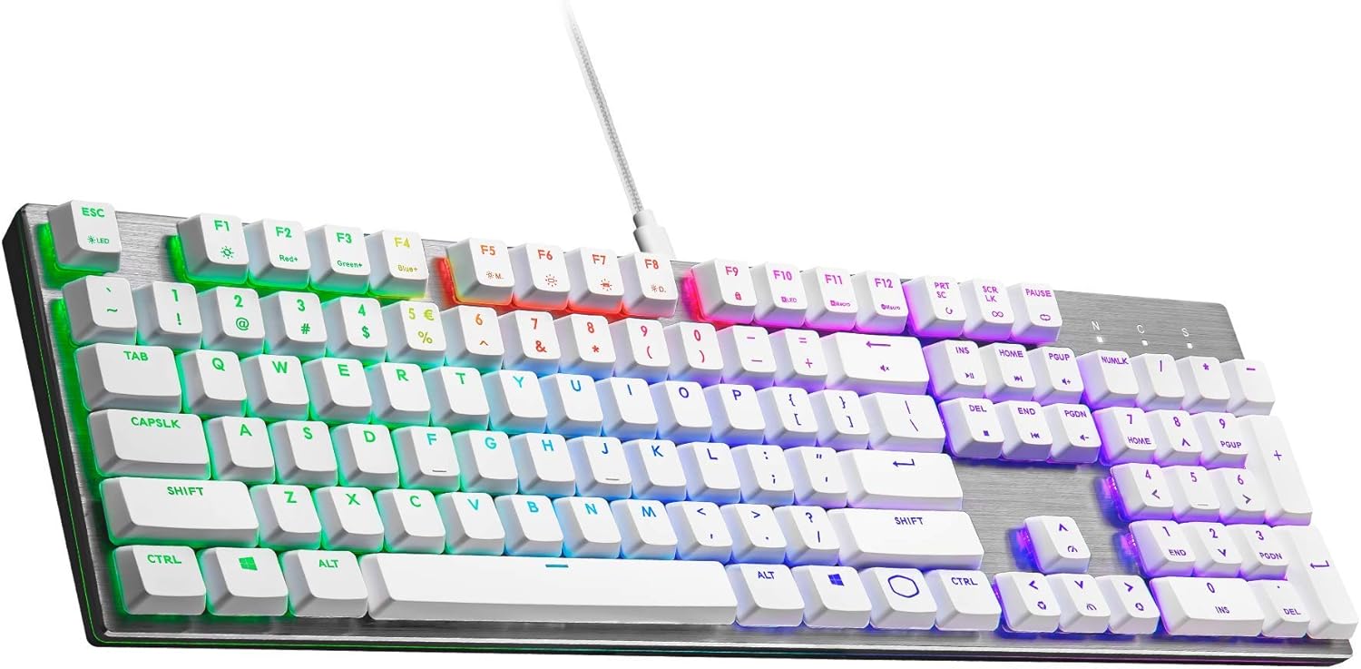 Cooler Master Sk-650-Gklr1-US SK650 Mechanical Keyboard with Cherry MX Low Profile Switches In Brushed Aluminum Design,BlacK Layout,Full Pack of 2