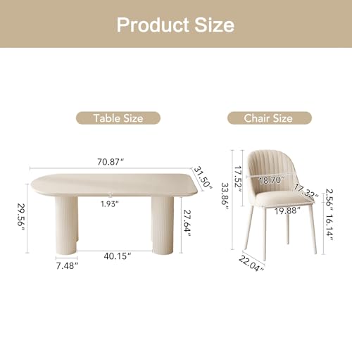 7-Piece Dining Table Set with 6 Chairs for Kitchen, Bar, Dining Room Table Set for 4-6 People, Indoor Kitchen Table Set, 55.11" Long Modern Dining Table