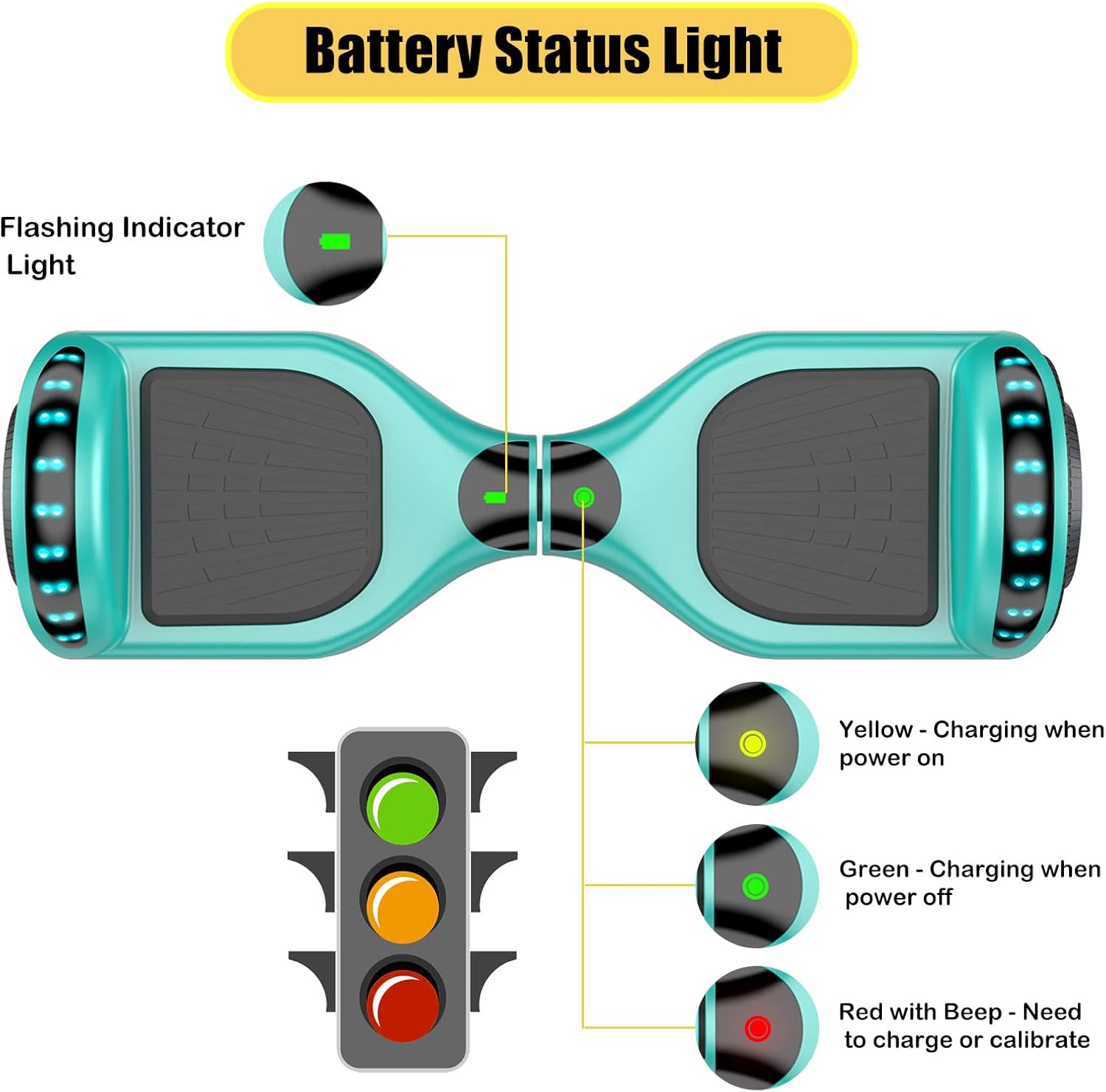 Hoverboard for Kids, 6.5" Two-Wheel Self Balancing Hoverboard Bluetooth (Blue)