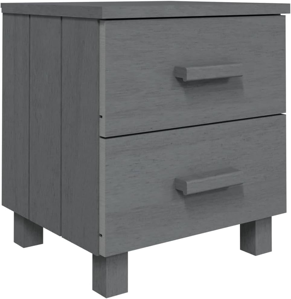 [NEW] Solid Wood Bedside Cabinets - Dark Gray Allesoky HAMAR 2-piece5.3.7.5 - Stylish and Sturdy Solution for Your Bedroom-Gray