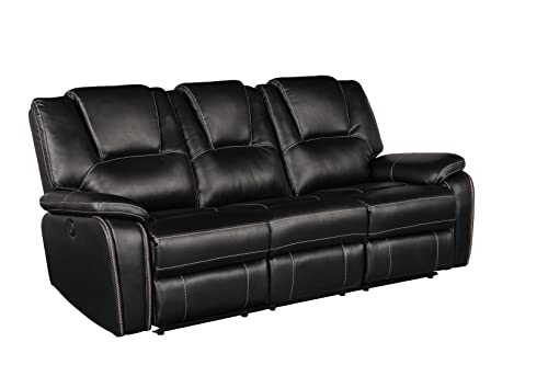 3 Pieces Power Reclining Sofa Set with Armchair, Loveseat and 3-Seat Sofa, Faux Leather Upholstered Couch Set with 2 Cup Holders and Headrest for Living Room, Black